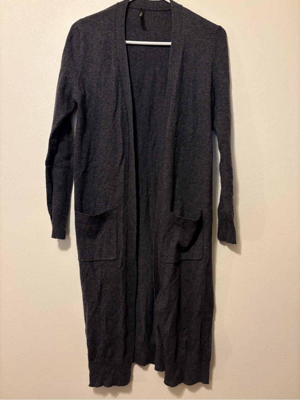 Piphany Long Open-Front Cardigan Sweater in Charcoal Gray